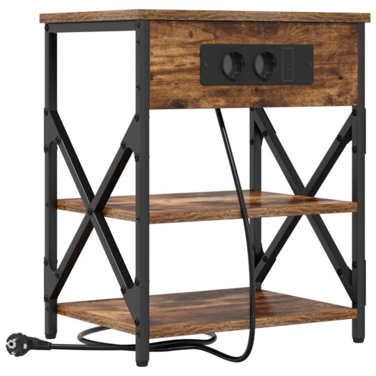 Alternative view of Cabinet de noptiere cu stație de încărcare Stejar afumat