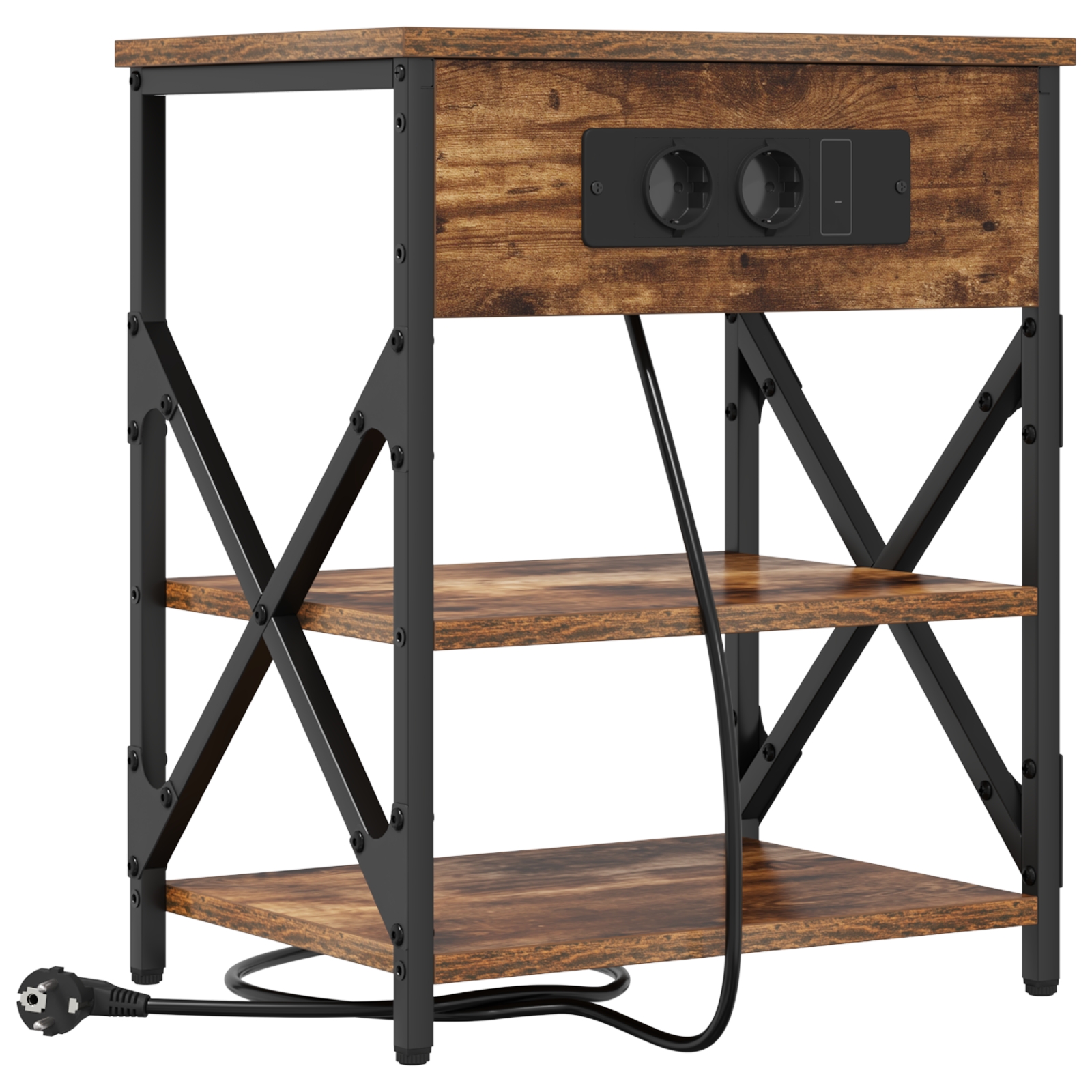 859519 2 Cabinet de noptiere cu stație de încărcare Stejar afumat Cabinet de noptiere cu stație de încărcare Stejar afumat - imagine 2