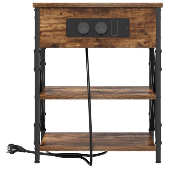 859519 5 Cabinet de noptiere cu stație de încărcare Stejar afumat 859519 5