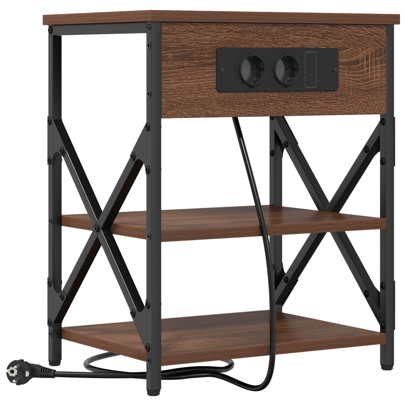 859524 5 Cabinet de noptiere cu stație de încărcare 2 pcs Stejar brun Cabinet de noptiere cu stație de încărcare 2 pcs Stejar brun - imagine 5