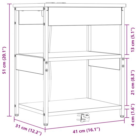 859540 13 Dulap de noapte 2 pcs Stejar afumat Lemn compozit 859540 13