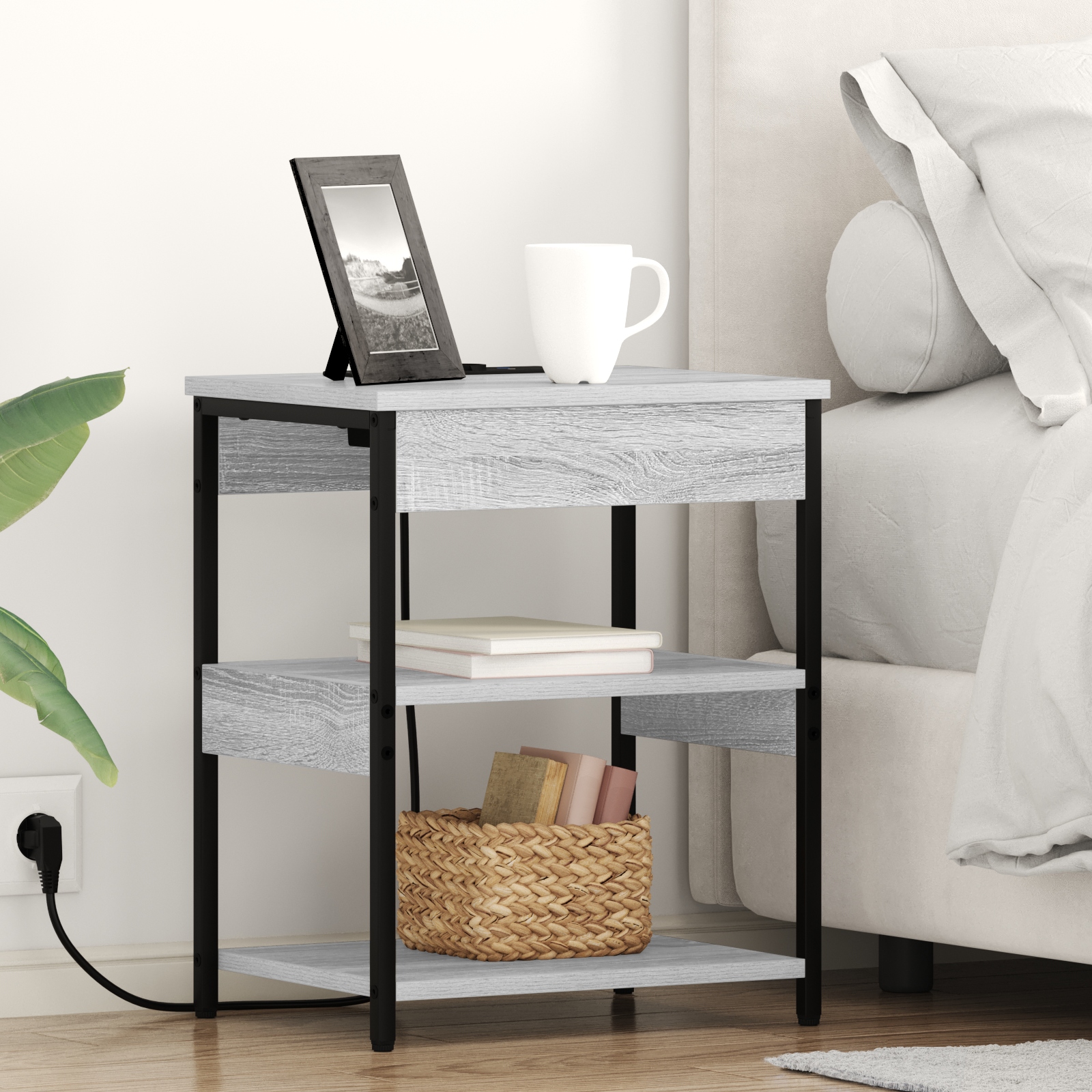 859541 1 Dulap de noapte sonoma gri Lemn compozit Dulap de noapte sonoma gri Lemn compozit