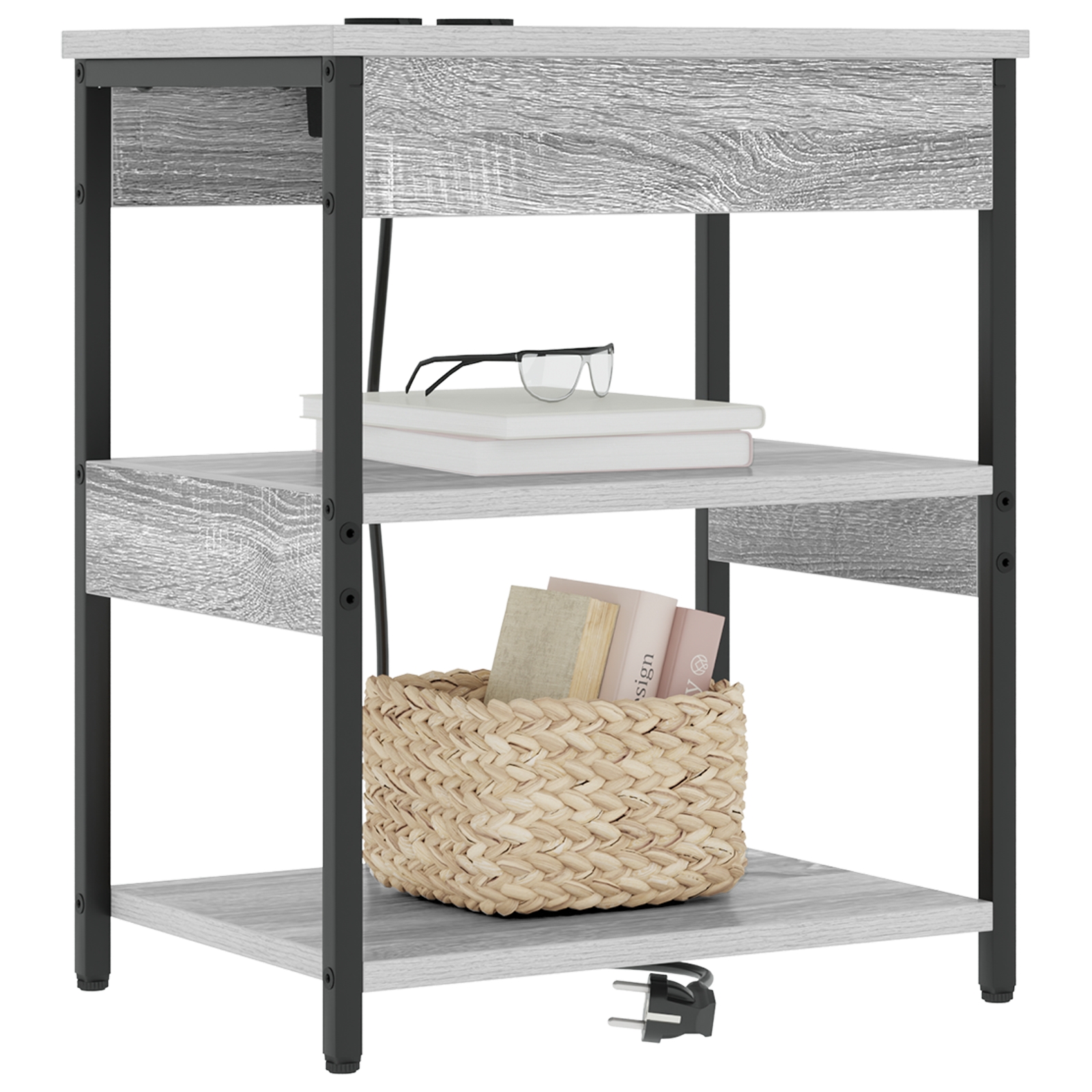 859541 3 Dulap de noapte sonoma gri Lemn compozit Dulap de noapte sonoma gri Lemn compozit - imagine 3