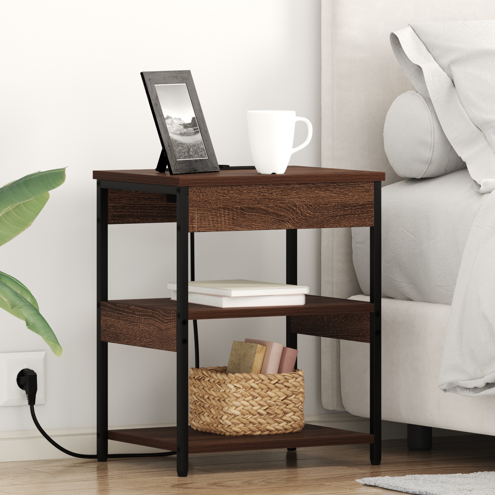 859543 1 Dulap de noapte Stejar brun Lemn compozit Dulap de noapte Stejar brun Lemn compozit