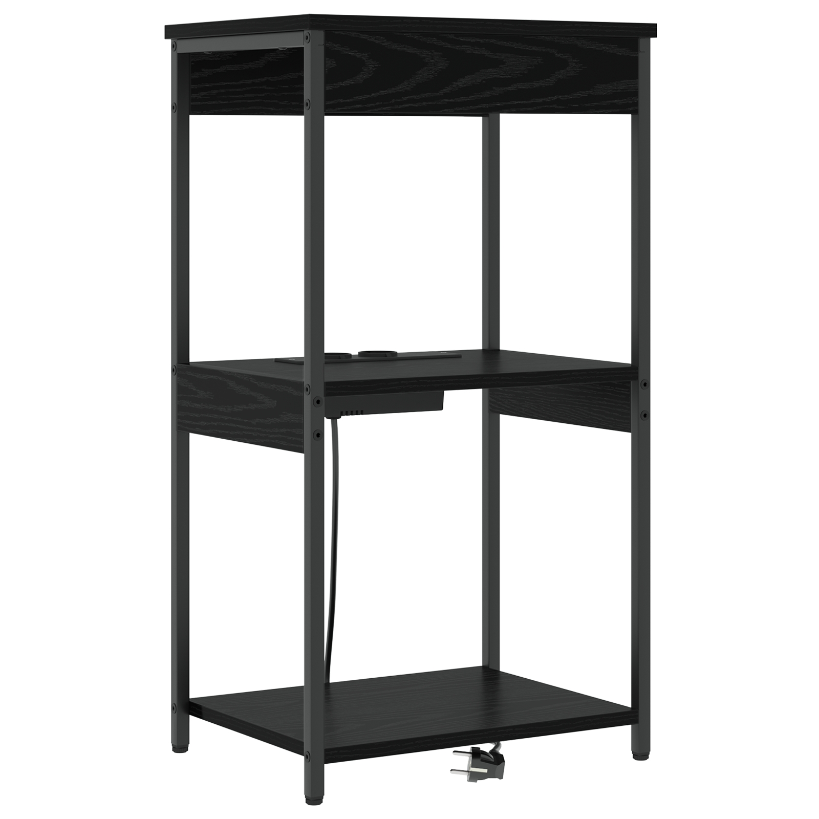 859545 2 Cabinet de noptiere cu stație de încărcare cu raft Stejar negru Cabinet de noptiere cu stație de încărcare cu raft Stejar negru - imagine 2