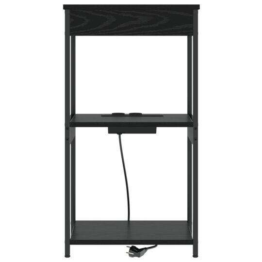859545 5 Cabinet de noptiere cu stație de încărcare cu raft Stejar negru 859545 5