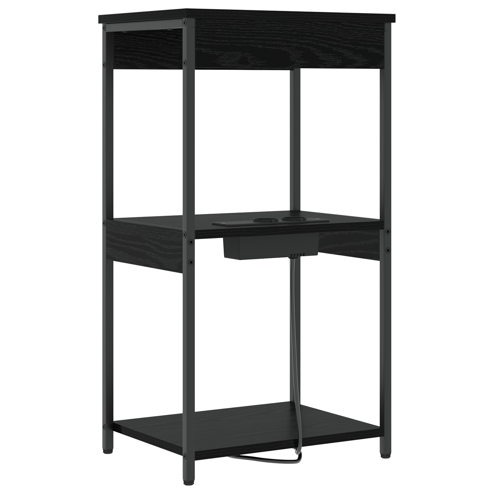 859545 7 Cabinet de noptiere cu stație de încărcare cu raft Stejar negru Cabinet de noptiere cu stație de încărcare cu raft Stejar negru - imagine 7