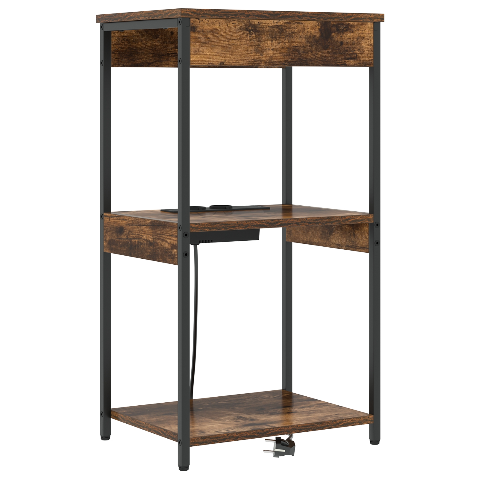 859547 2 Cabinet de noptiere cu stație de încărcare Stejar afumat Cabinet de noptiere cu stație de încărcare Stejar afumat - imagine 2