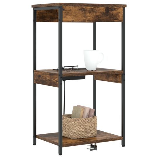 859547 3 Cabinet de noptiere cu stație de încărcare Stejar afumat 859547 3