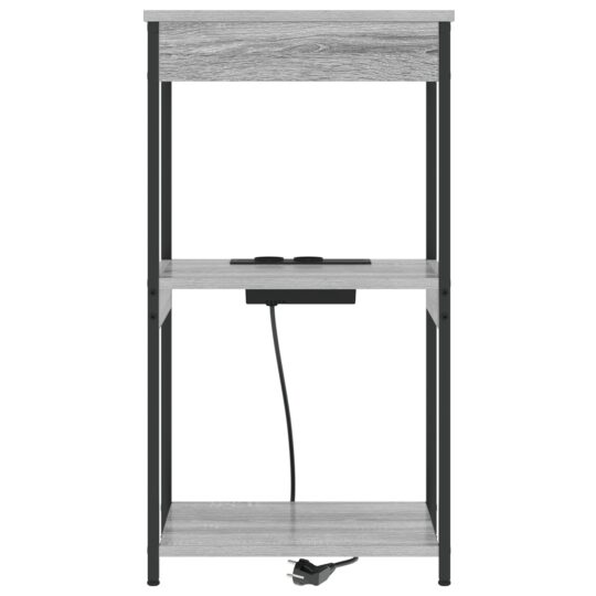 859548 5 Cabinet de noptiere cu stație de încărcare cu raft sonoma gri 859548 5