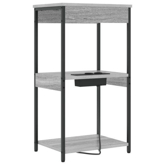 859548 7 Cabinet de noptiere cu stație de încărcare cu raft sonoma gri 859548 7