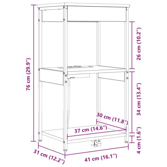 859549 12 Cabinet de noptiere cu stație de încărcare cu raft Stejar brun 859549 12