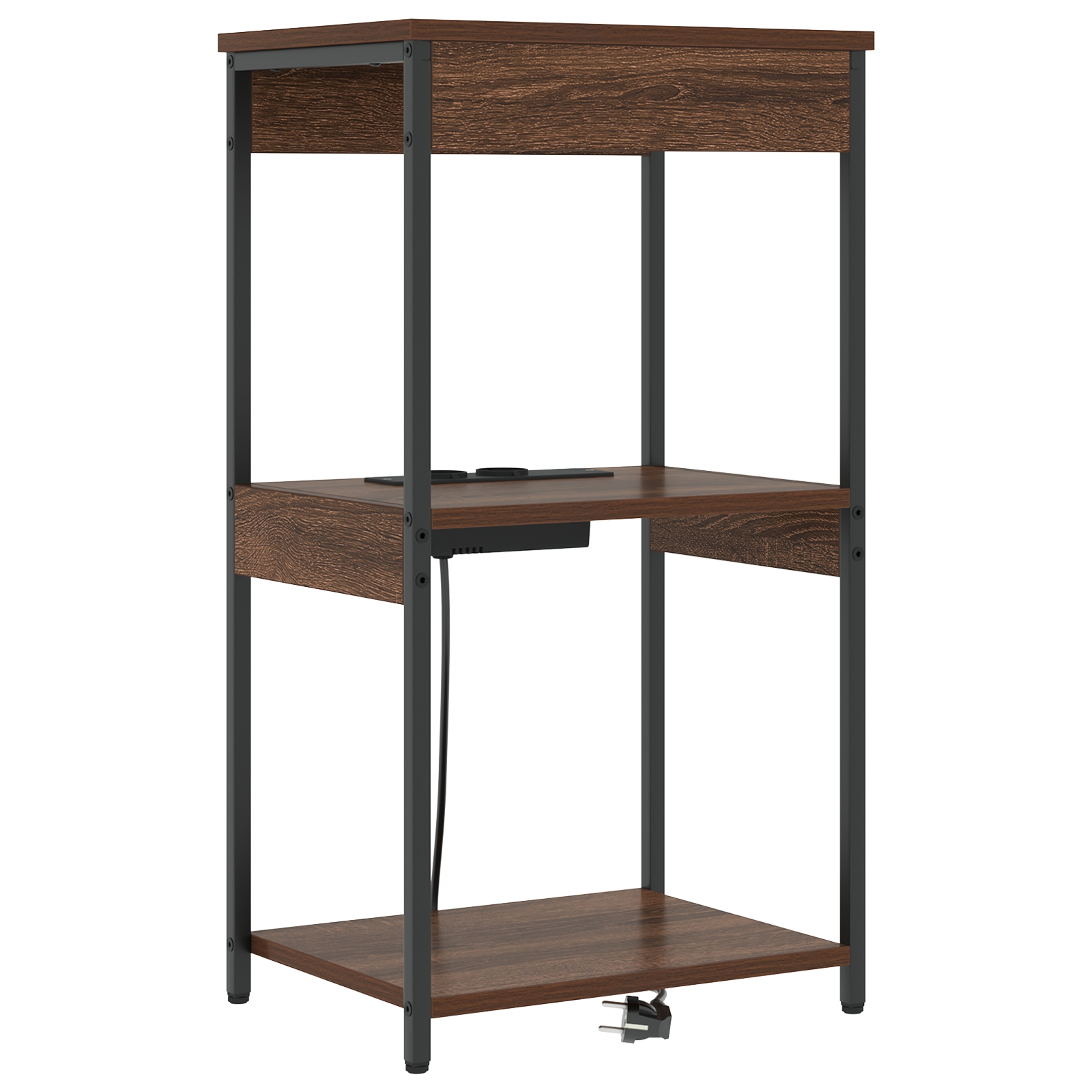 859549 2 Cabinet de noptiere cu stație de încărcare cu raft Stejar brun Cabinet de noptiere cu stație de încărcare cu raft Stejar brun - imagine 2