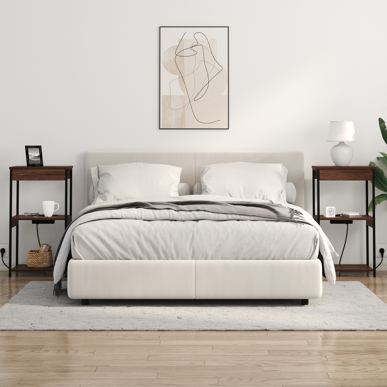 859549 4 Cabinet de noptiere cu stație de încărcare cu raft Stejar brun Cabinet de noptiere cu stație de încărcare cu raft Stejar brun - imagine 4