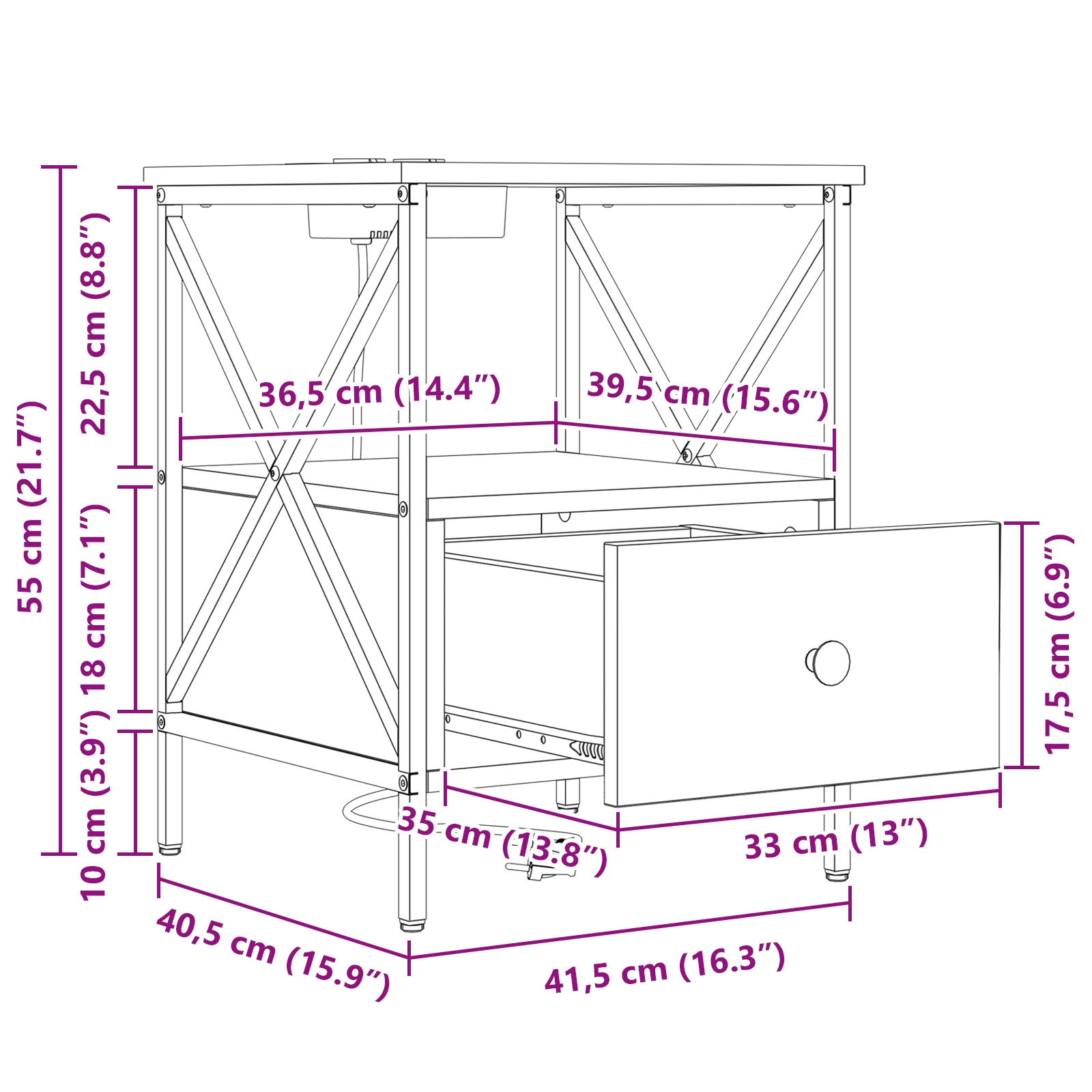 859550 13 Dulap de noapte Stejar negru 41.5 x 40.5 x 55 cm Lemn compozit Dulap de noapte Stejar negru 41.5 x 40.5 x 55 cm Lemn compozit - imagine 13