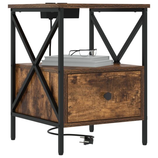 859555 3 Dulap de noapte Stejar afumat 41.5 x 40.5 x 55 cm Lemn compozit 859555 3