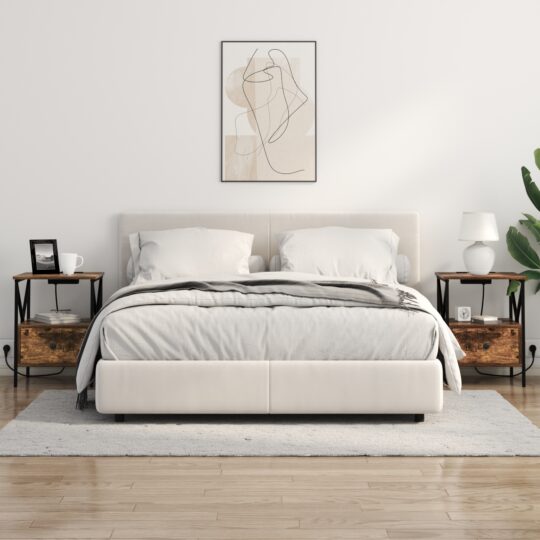 859555 4 Dulap de noapte Stejar afumat 41.5 x 40.5 x 55 cm Lemn compozit 859555 4