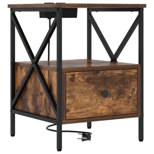 859555 5 Dulap de noapte Stejar afumat 41.5 x 40.5 x 55 cm Lemn compozit 859555 5