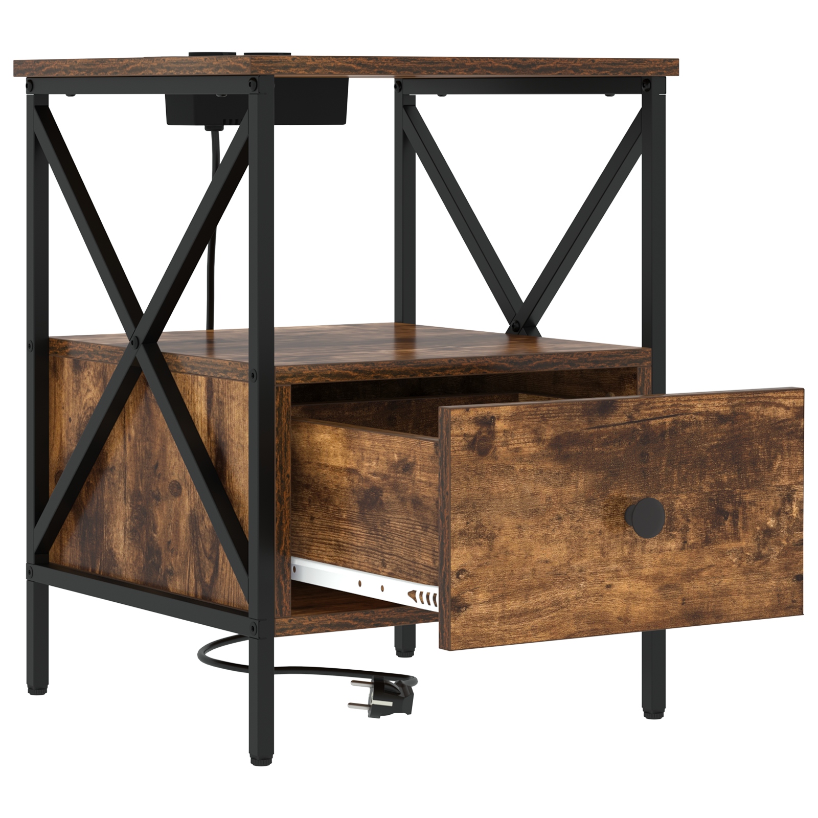 859555 6 Dulap de noapte Stejar afumat 41.5 x 40.5 x 55 cm Lemn compozit Dulap de noapte Stejar afumat 41.5 x 40.5 x 55 cm Lemn compozit - imagine 6