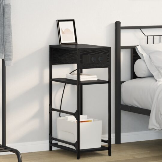 Dulap de noapte Stejar negru 40 x 27 x 76 cm Lemn compozit