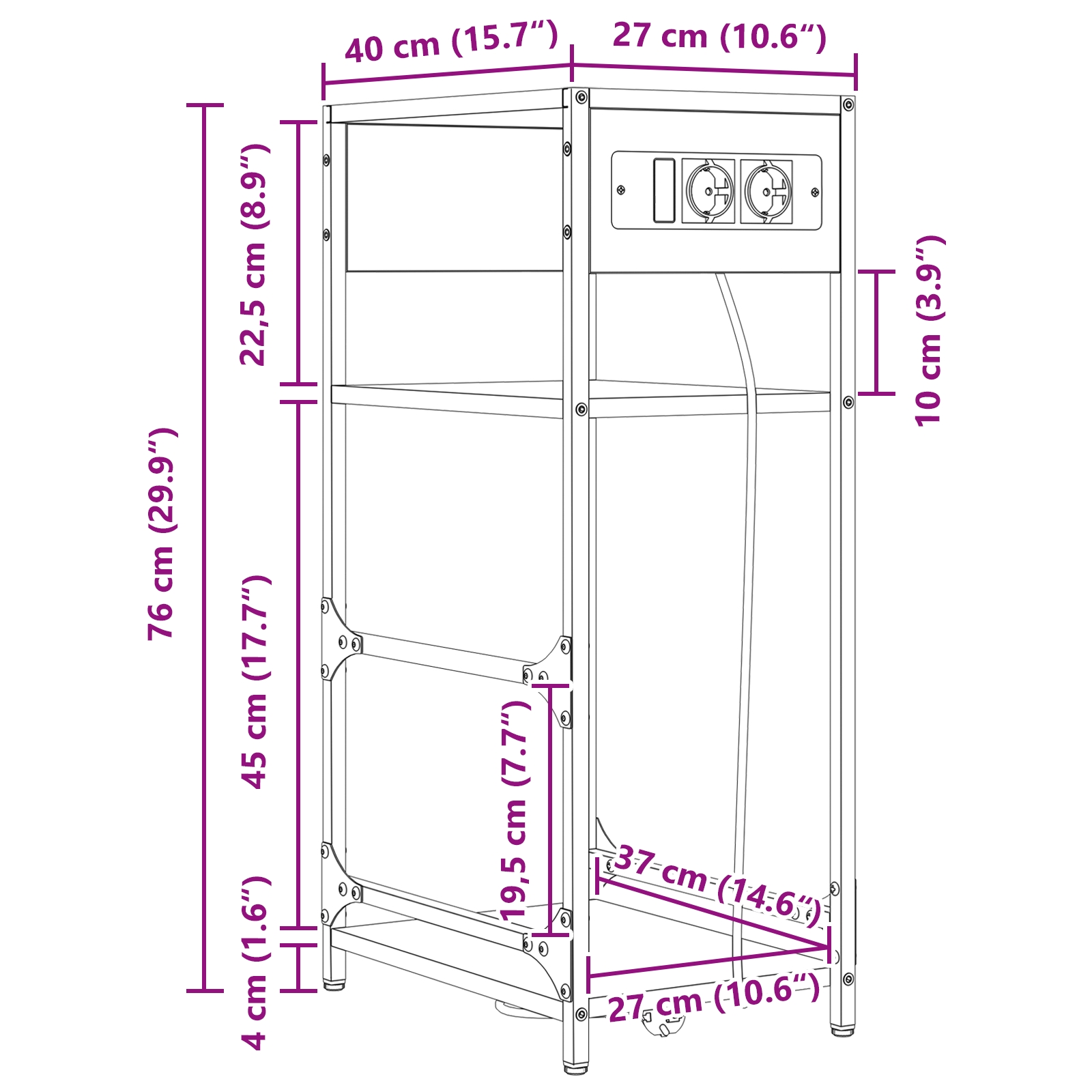 859570 13 Dulap de noapte Stejar negru 40 x 27 x 76 cm Lemn compozit Dulap de noapte Stejar negru 40 x 27 x 76 cm Lemn compozit - imagine 13