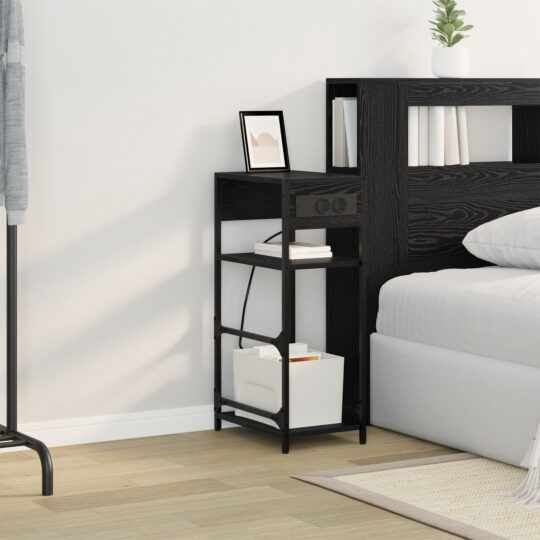 859570 4 Dulap de noapte Stejar negru 40 x 27 x 76 cm Lemn compozit 859570 4