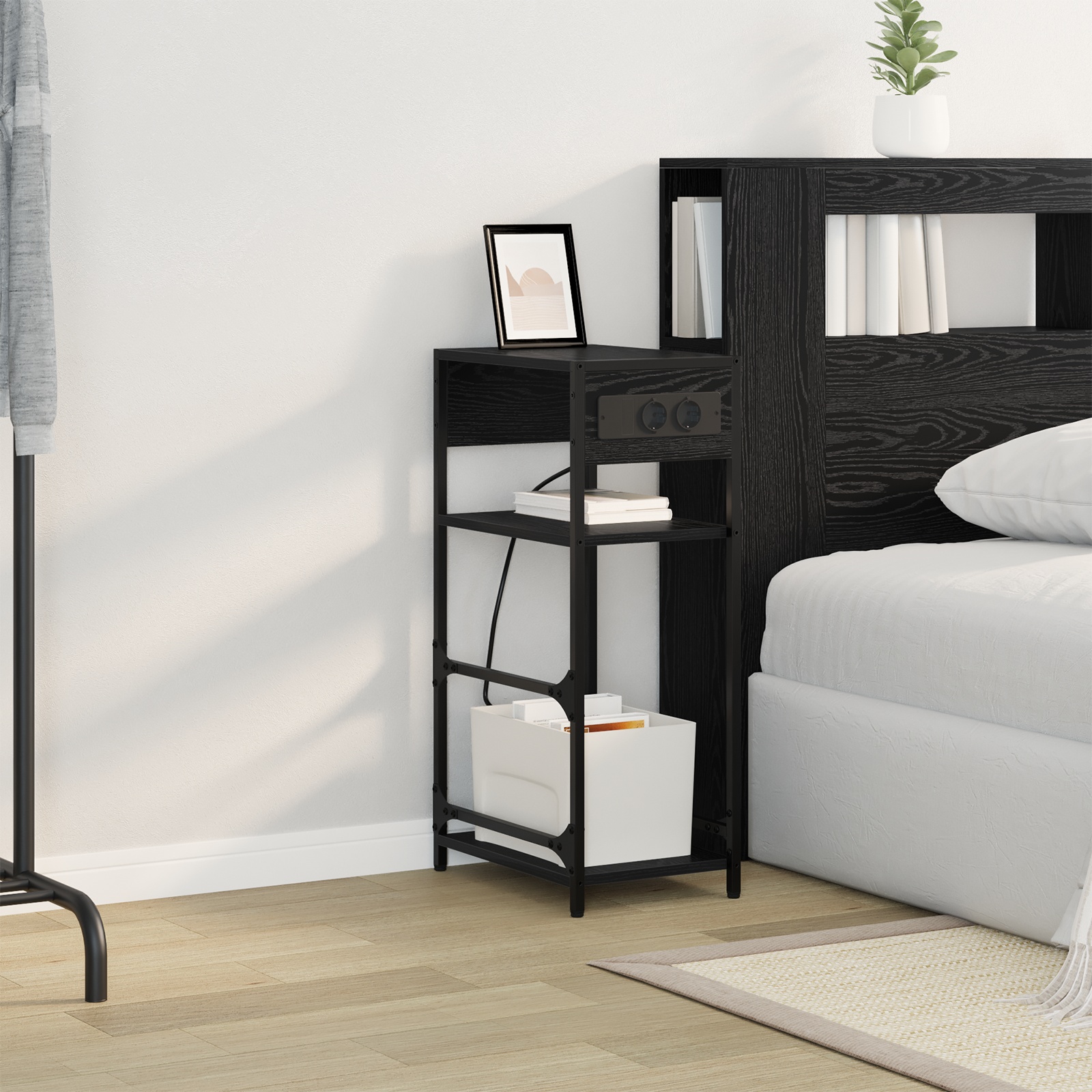 859570 4 Dulap de noapte Stejar negru 40 x 27 x 76 cm Lemn compozit Dulap de noapte Stejar negru 40 x 27 x 76 cm Lemn compozit - imagine 4