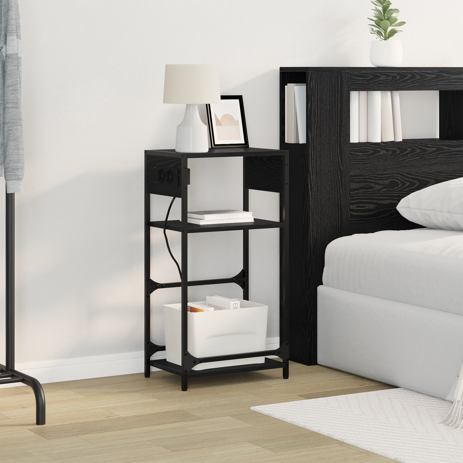 859570 5 Dulap de noapte Stejar negru 40 x 27 x 76 cm Lemn compozit Dulap de noapte Stejar negru 40 x 27 x 76 cm Lemn compozit - imagine 5