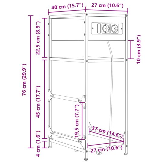 859571 13 Dulap de noapte Stejar sonoma 40 x 27 x 76 cm Lemn compozit 859571 13