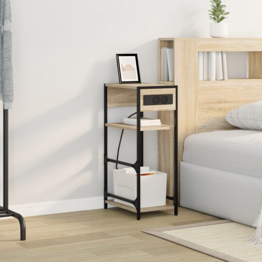 859571 4 Dulap de noapte Stejar sonoma 40 x 27 x 76 cm Lemn compozit 859571 4