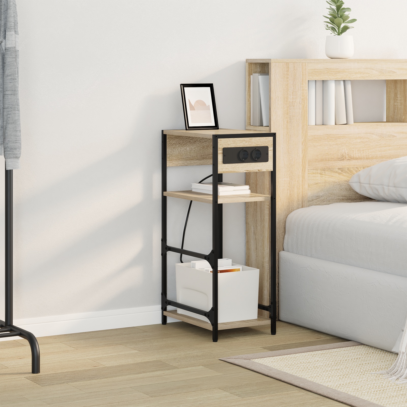 859571 4 Dulap de noapte Stejar sonoma 40 x 27 x 76 cm Lemn compozit Dulap de noapte Stejar sonoma 40 x 27 x 76 cm Lemn compozit - imagine 4