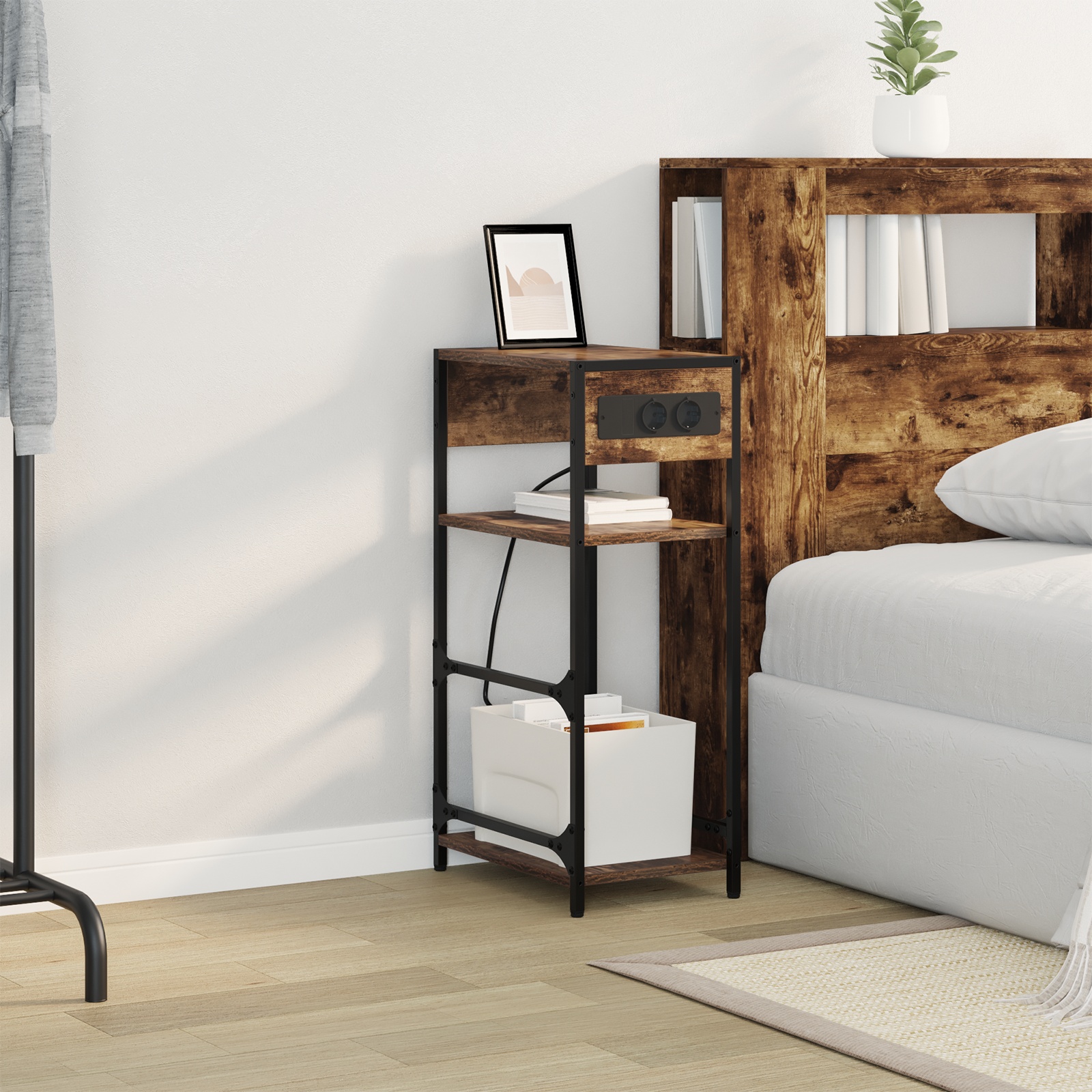 859572 4 Dulap de noapte Stejar afumat 40 x 27 x 76 cm Lemn compozit Dulap de noapte Stejar afumat 40 x 27 x 76 cm Lemn compozit - imagine 4