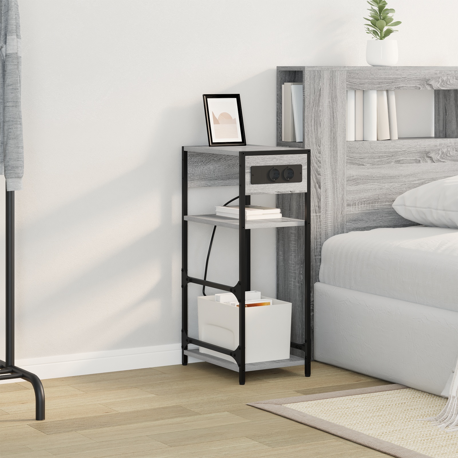 859573 4 Dulap de noapte sonoma gri 40 x 27 x 76 cm Lemn compozit Dulap de noapte sonoma gri 40 x 27 x 76 cm Lemn compozit - imagine 4