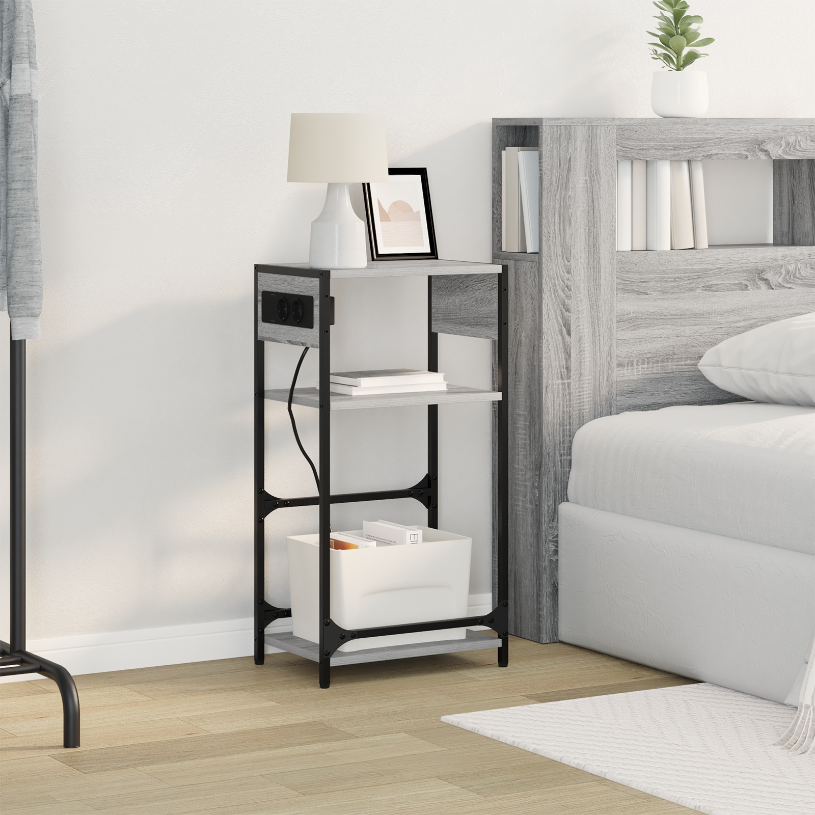 859573 5 Dulap de noapte sonoma gri 40 x 27 x 76 cm Lemn compozit Dulap de noapte sonoma gri 40 x 27 x 76 cm Lemn compozit - imagine 5