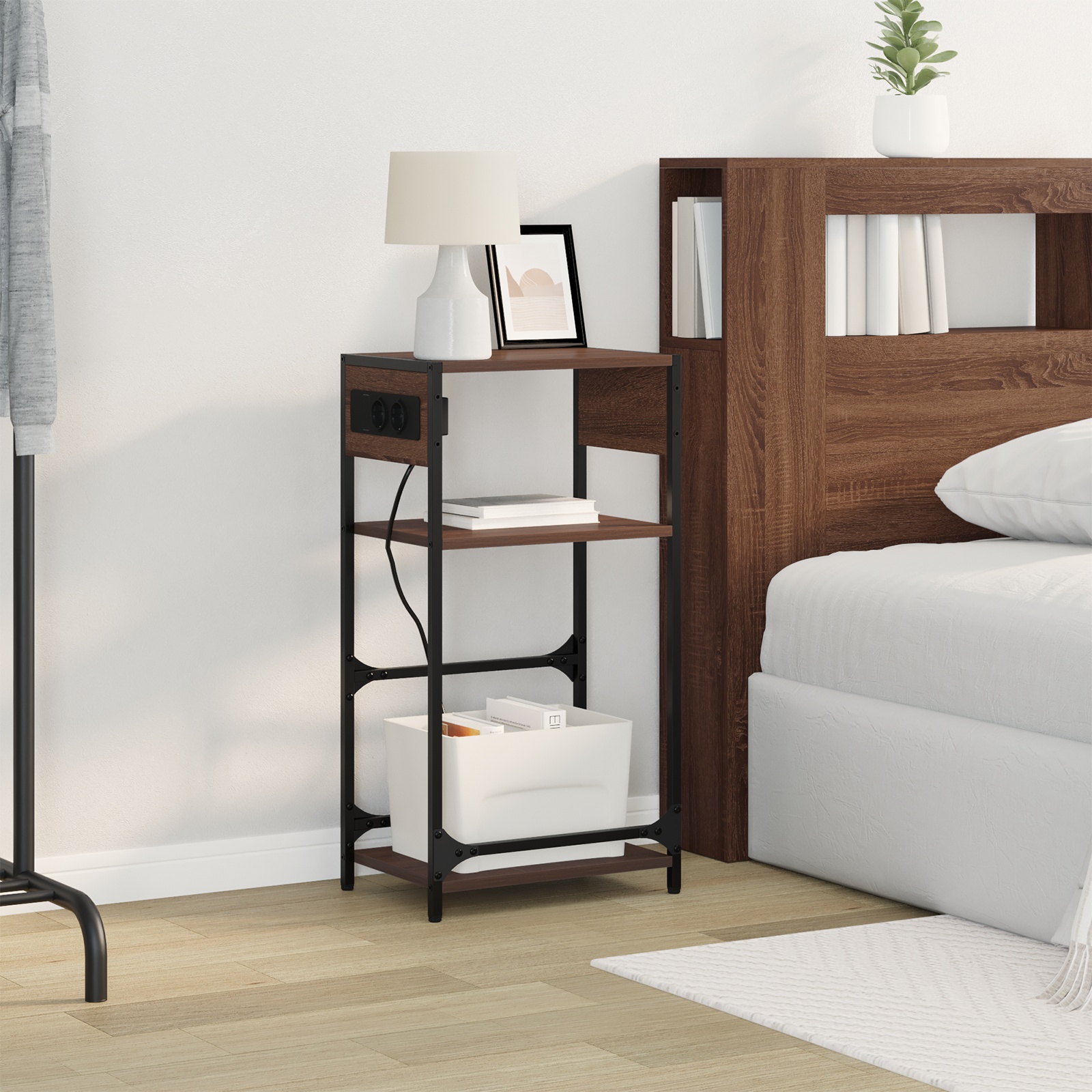 859574 5 Dulap de noapte Stejar brun 40 x 27 x 76 cm Lemn compozit Dulap de noapte Stejar brun 40 x 27 x 76 cm Lemn compozit - imagine 5