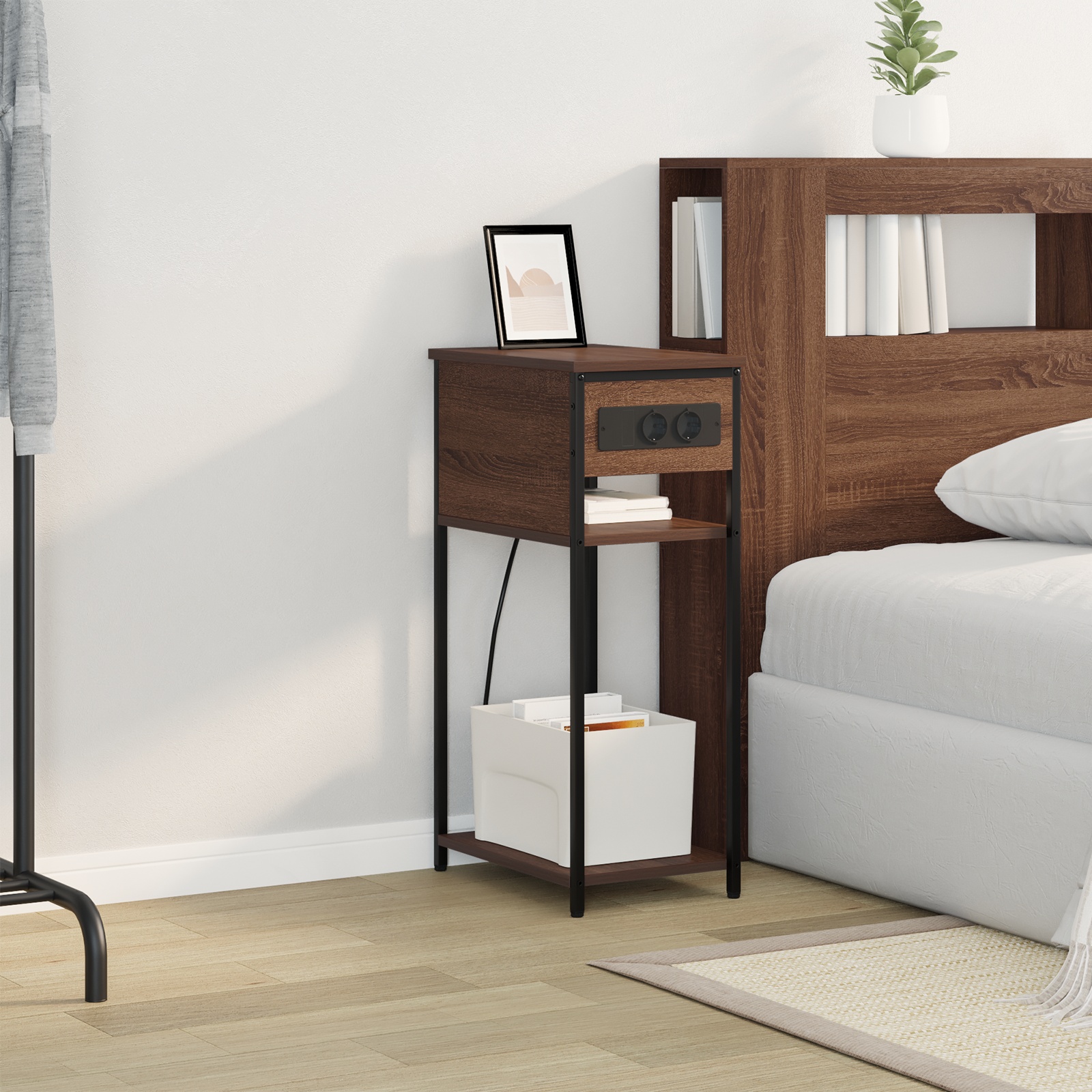 859579 4 Dulap de noapte Stejar brun 41 x 28 x 76 cm Lemn compozit Dulap de noapte Stejar brun 41 x 28 x 76 cm Lemn compozit - imagine 4