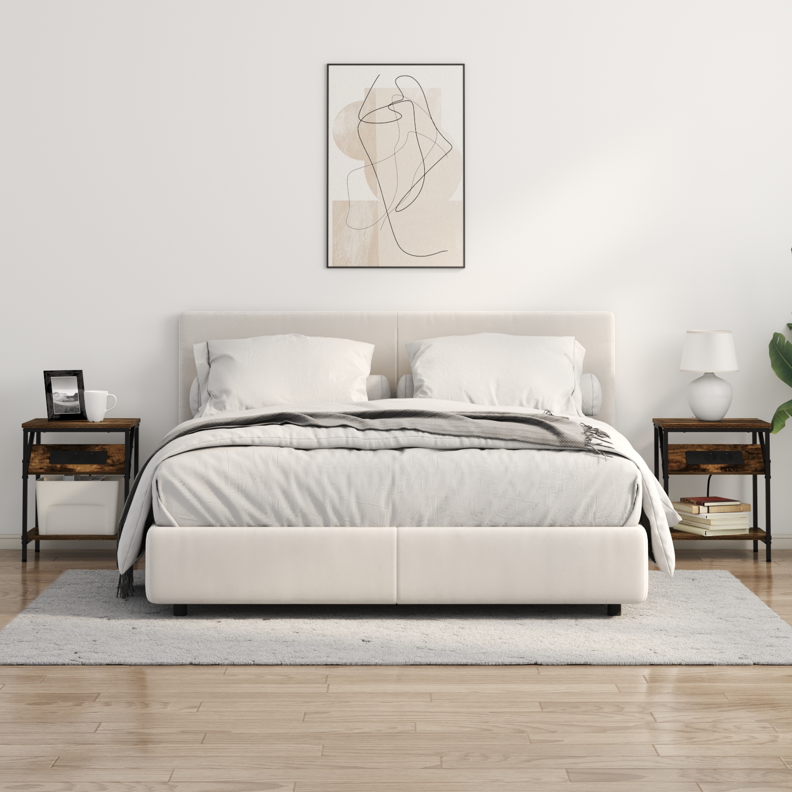 859585 4 Noptieră 2 pcs Stejar afumat 38 x 30 x 48 cm Lemn compozit Noptieră 2 pcs Stejar afumat 38 x 30 x 48 cm Lemn compozit - imagine 4