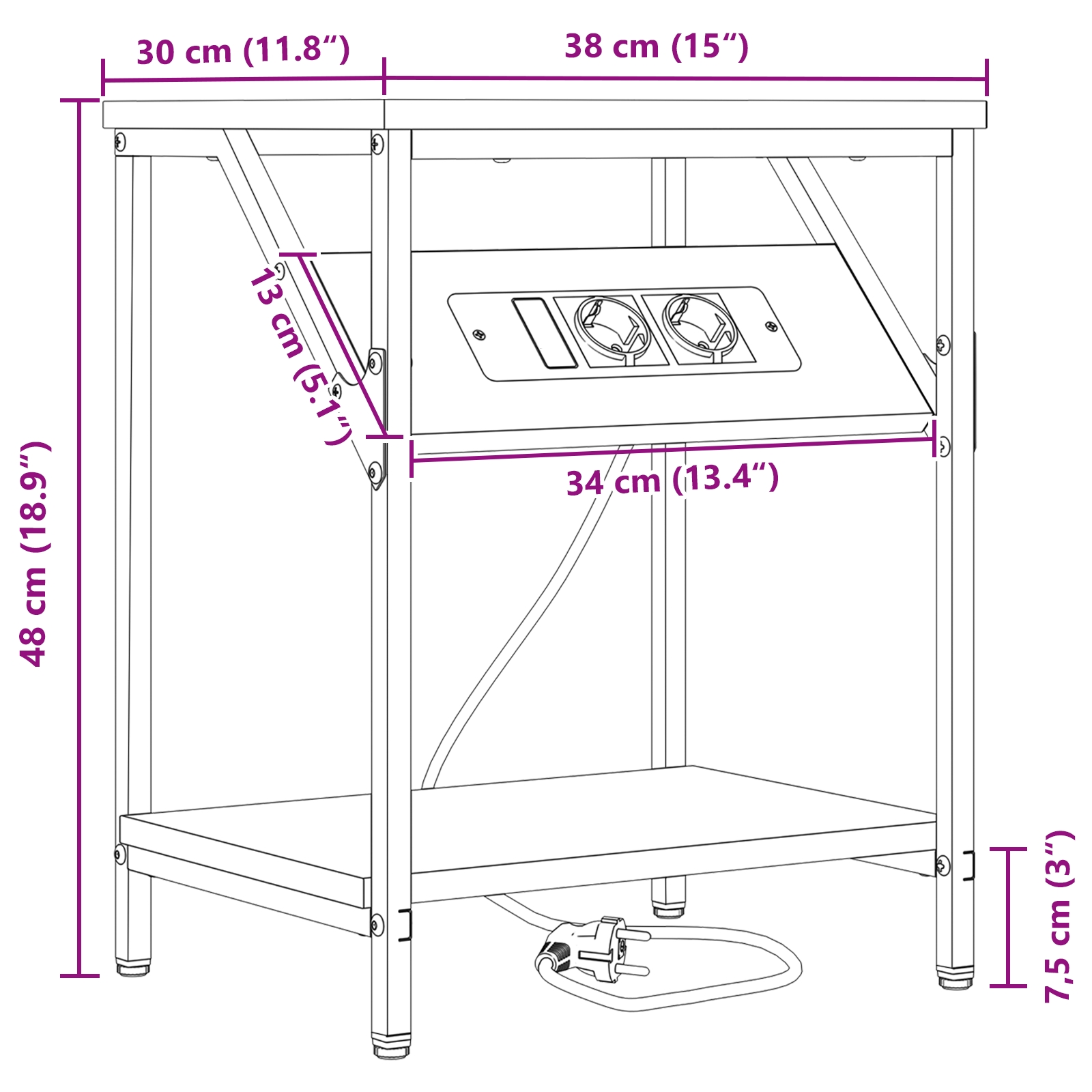 859586 12 Noptieră sonoma gri 38 x 30 x 48 cm Lemn compozit Noptieră sonoma gri 38 x 30 x 48 cm Lemn compozit - imagine 12