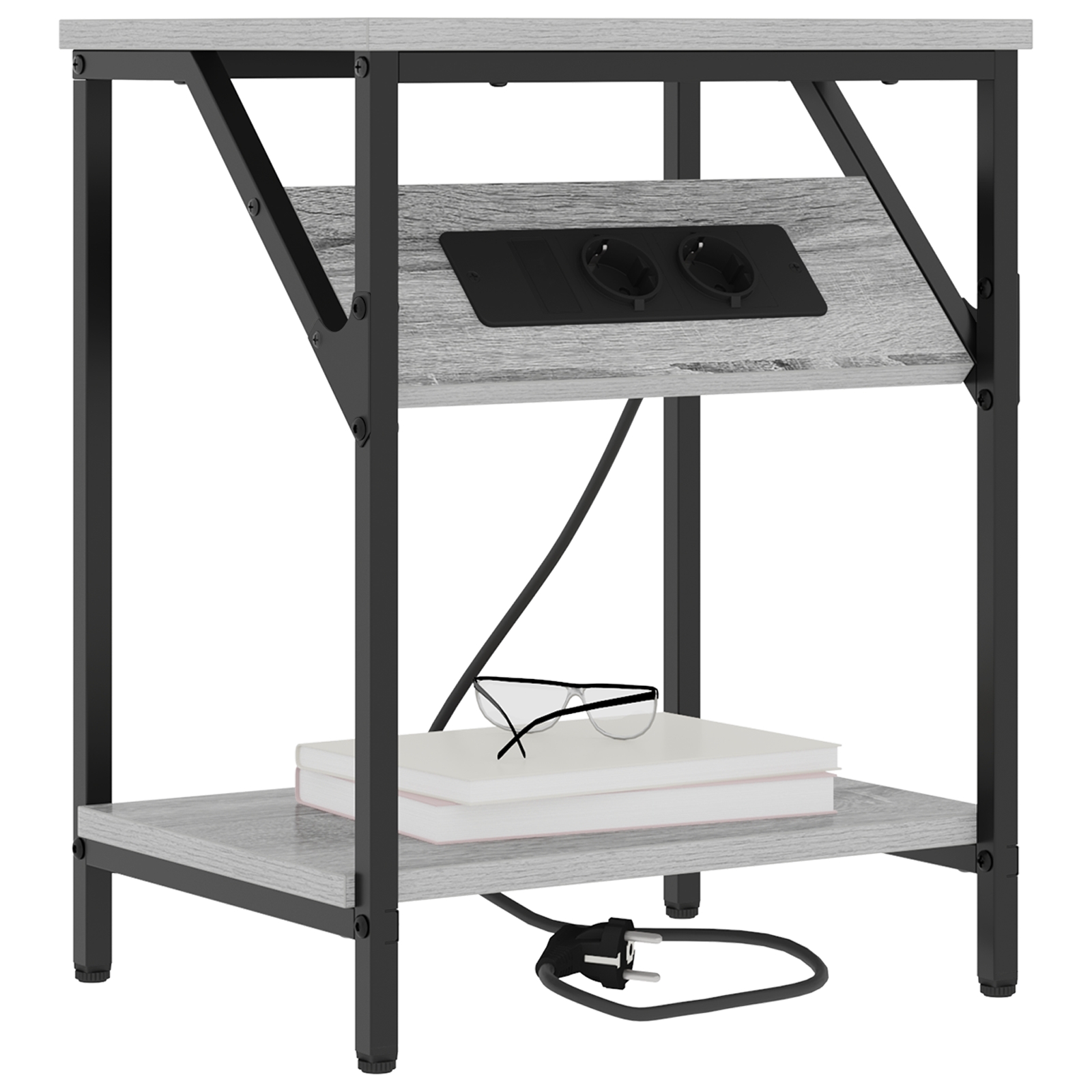 859586 3 Noptieră sonoma gri 38 x 30 x 48 cm Lemn compozit Noptieră sonoma gri 38 x 30 x 48 cm Lemn compozit - imagine 3