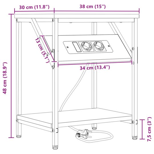 859589 13 Noptieră 2 pcs Stejar brun 38 x 30 x 48 cm Lemn compozit 859589 13