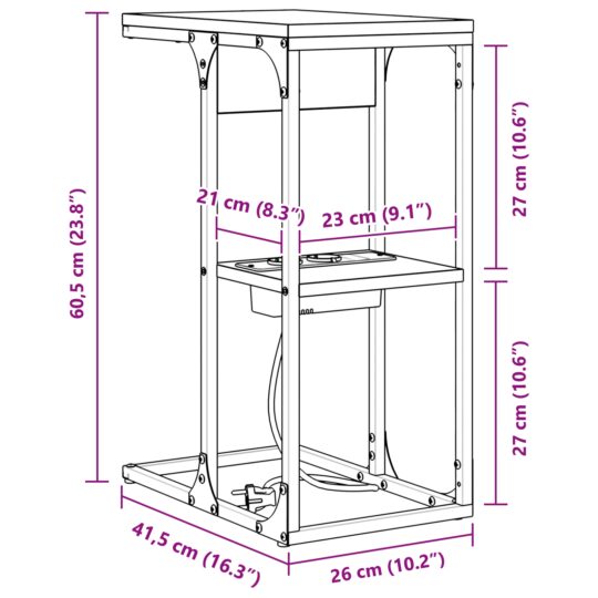 859593 12 Noptieră sonoma gri 41.5 x 26 x 60.5 cm Lemn compozit 859593 12