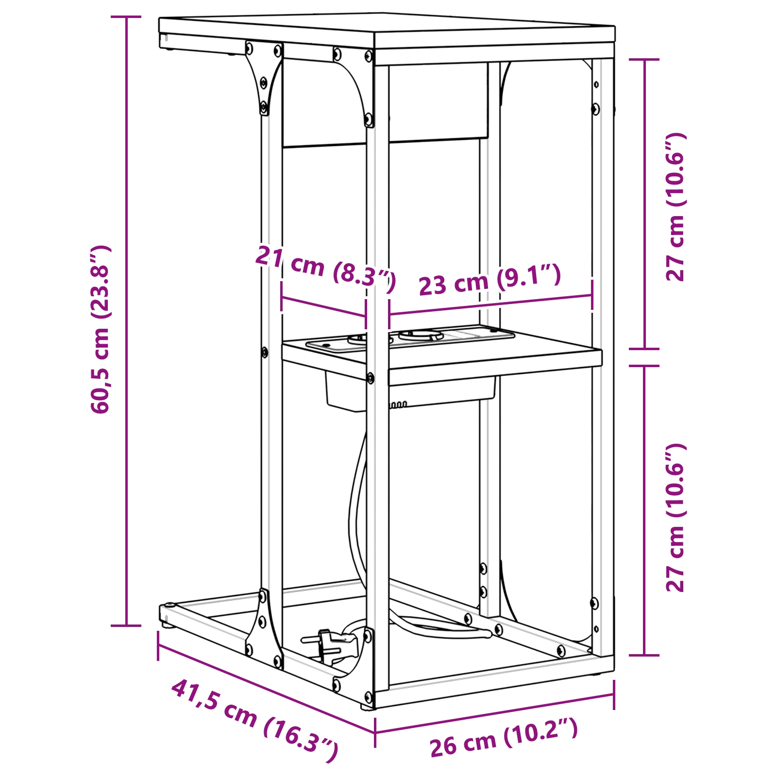 859593 12 Noptieră sonoma gri 41.5 x 26 x 60.5 cm Lemn compozit Noptieră sonoma gri 41.5 x 26 x 60.5 cm Lemn compozit - imagine 12