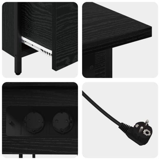 859595 10 Dulap de noapte Stejar negru 60 x 30 x 61 cm Lemn compozit 859595 10