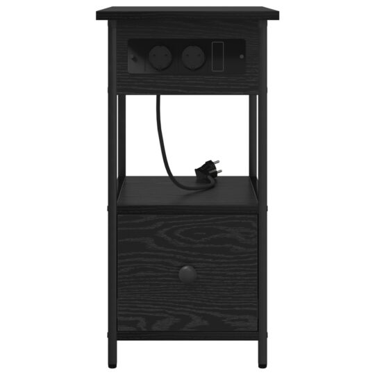 859595 7 Dulap de noapte Stejar negru 60 x 30 x 61 cm Lemn compozit 859595 7