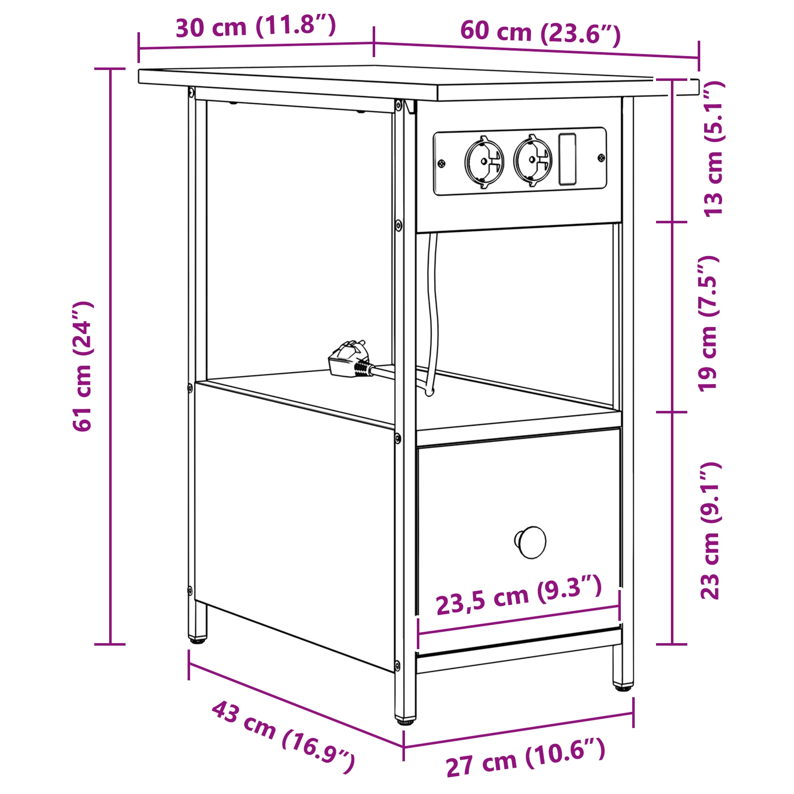 859596 11 Dulap de noapte Stejar sonoma 60 x 30 x 61 cm Lemn compozit Dulap de noapte Stejar sonoma 60 x 30 x 61 cm Lemn compozit - imagine 11