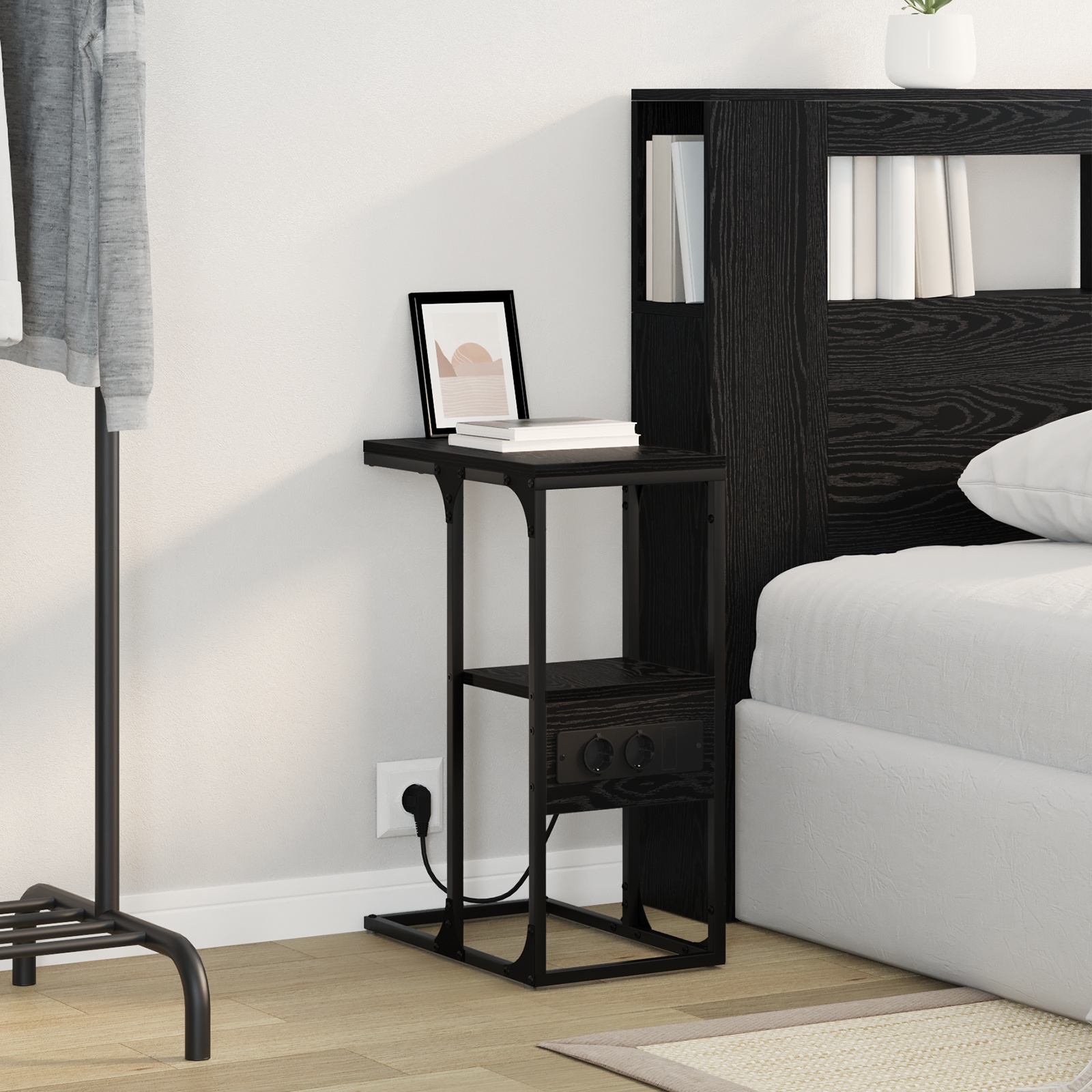 859605 4 Dulap de noapte Stejar negru 41.5 x 26 x 60.5 cm Lemn compozit Dulap de noapte Stejar negru 41.5 x 26 x 60.5 cm Lemn compozit - imagine 4