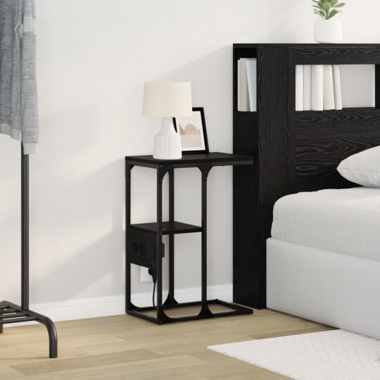 859605 5 Dulap de noapte Stejar negru 41.5 x 26 x 60.5 cm Lemn compozit 859605 5