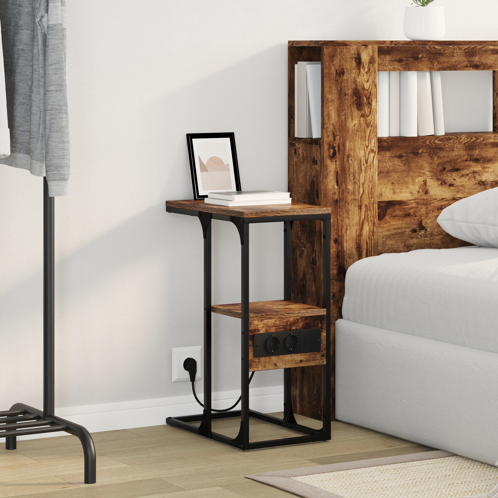 859607 4 Dulap de noapte Stejar afumat 41.5 x 26 x 60.5 cm Lemn compozit Dulap de noapte Stejar afumat 41.5 x 26 x 60.5 cm Lemn compozit - imagine 4