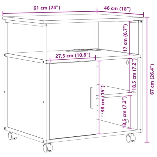 859831 9 Birou cu Stație de Încărcare Stejar sonoma 61 x 46 x 67 cm 859831 9