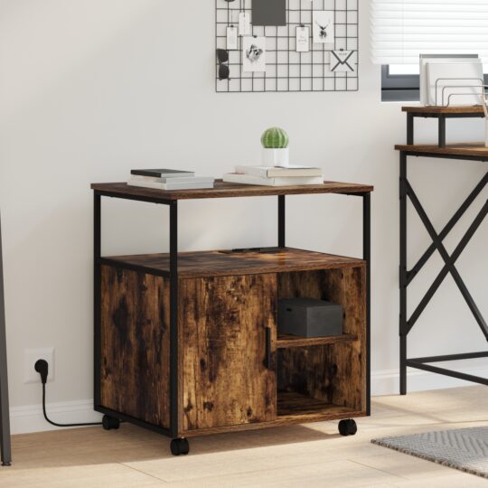 Birou cu Stație de Încărcare Stejar afumat 61 x 46 x 67 cm